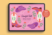 Cowgirl Set: 100 Procreate Brushes, a Brush Add-On by Pencil Twist (Thumbnail 1 of 11)