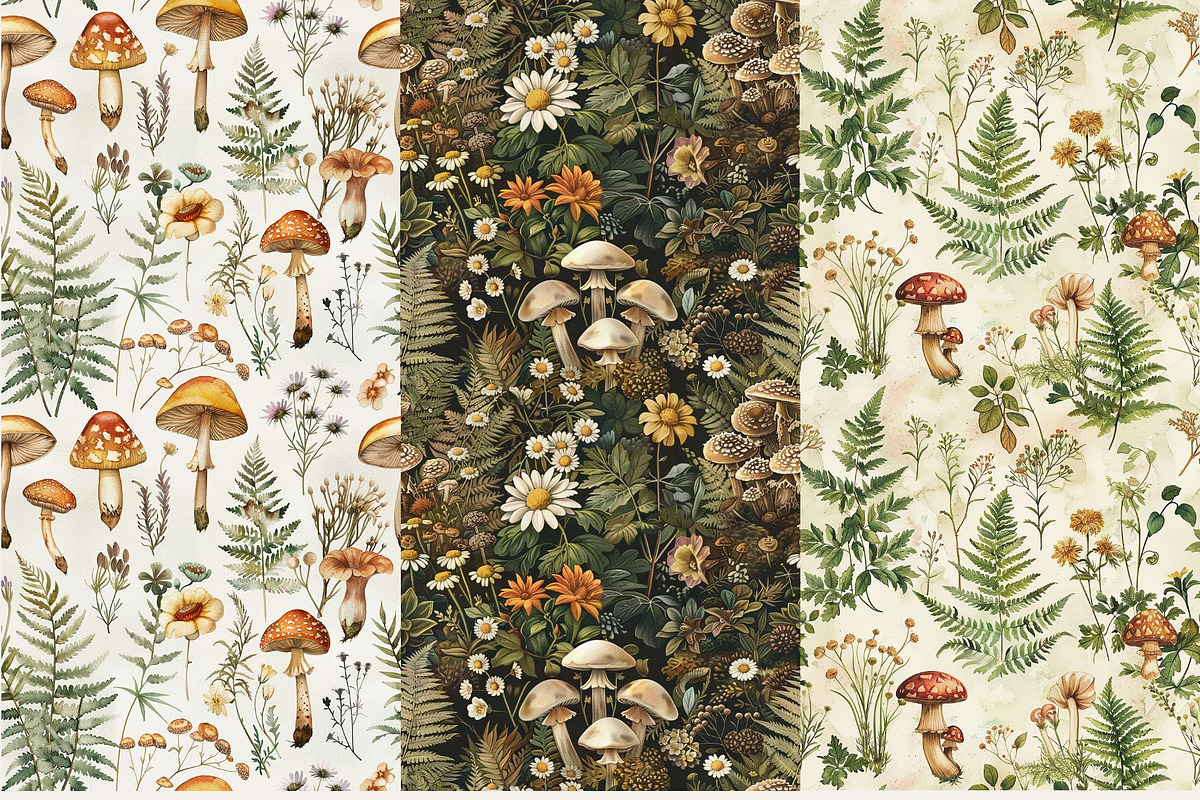 18 Woodland Flora Seamless Pattern, a Pattern Graphic by Inknfolly (Photo 3 of 7)