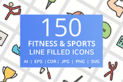 150 Fitness & Sport Filled Line Icon, an Outline Icon by IconBunny (Thumbnail 1 of 6)