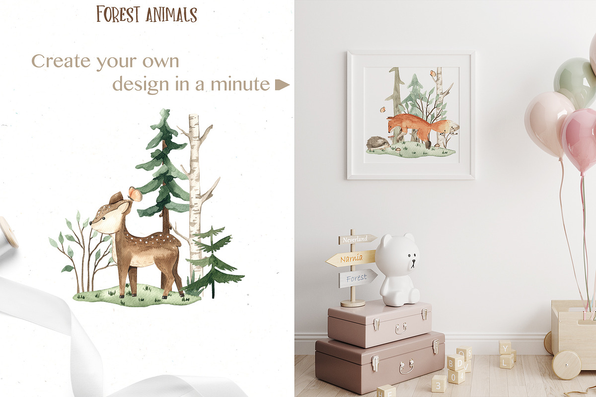 Forest animals watercolor, an Animal Illustration by Marina Ermakova (Photo 6 of 13)