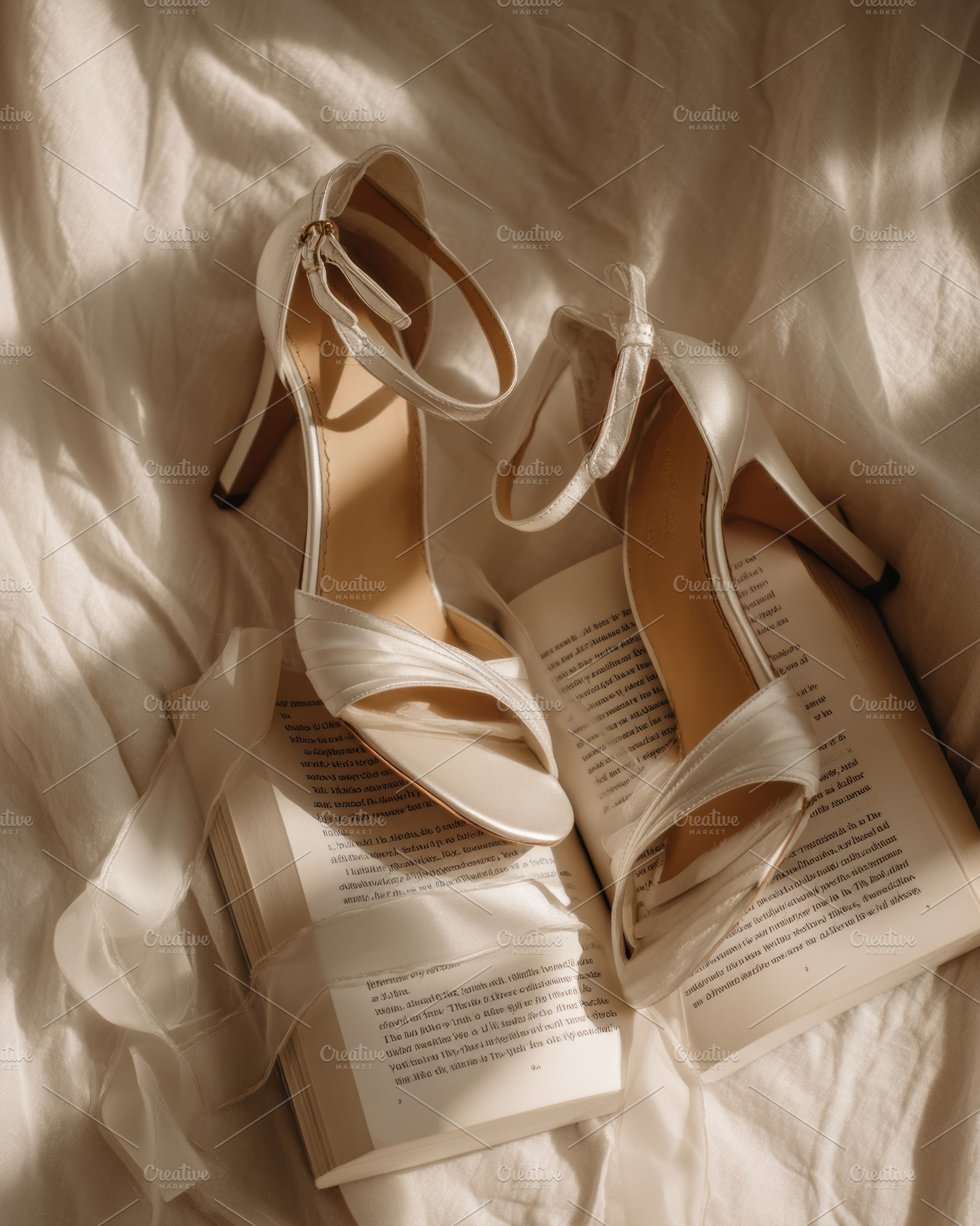Bride’s shoes with silk ribbon, a Beauty & Fashion Photo by Virgo Studio