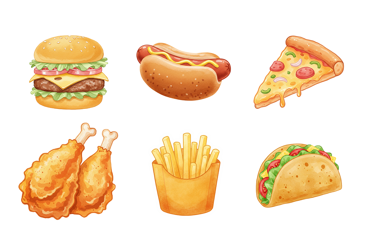 Watercolor Junkfood Clipart, a Food Illustration by BerryPieArt (Photo 2 of 4)