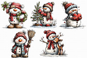 Whimsical Snowman and Friends Clipar, an Illustration by Libby Wishes (Thumbnail 4 of 6)