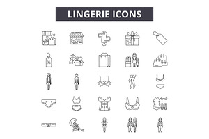 Lingerie Line Icons For Web And