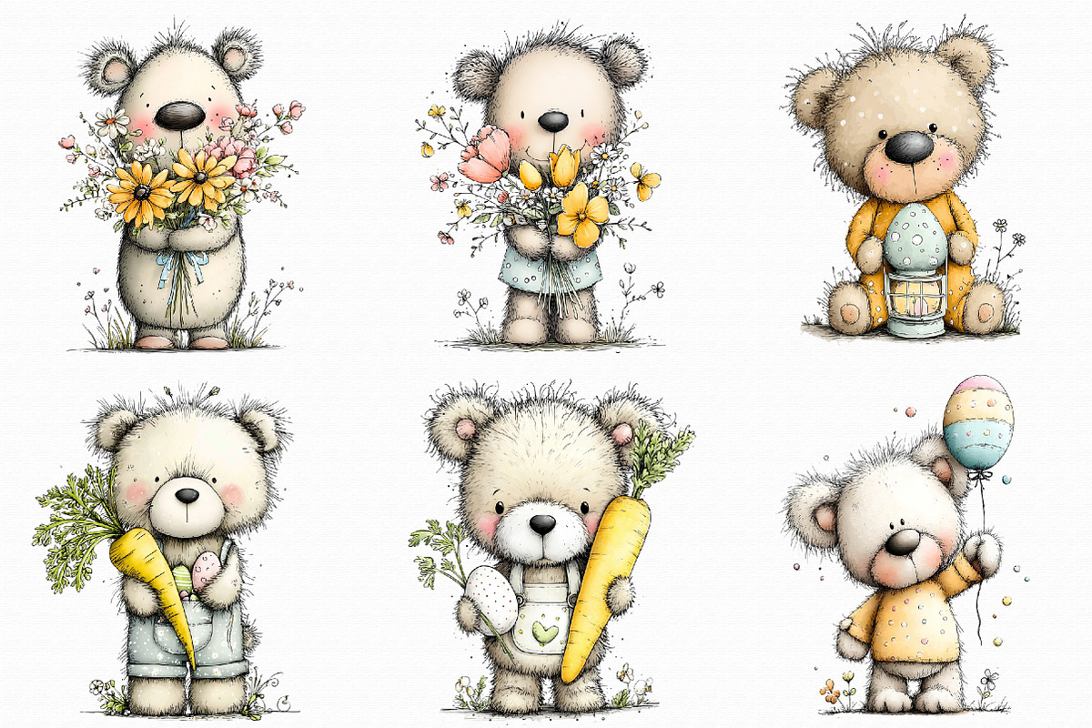 Whimsical Easter Teddy Bear Clipart, an Illustration by Libby Wishes (Photo 4 of 7)