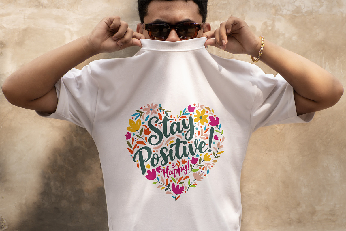 Stay Positive T-Shirt Design, an Object Illustration by Ahluva Studio (Photo 3 of 6)