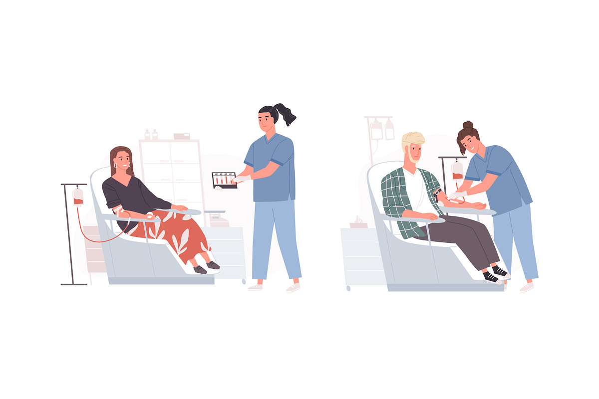 People donating blood set, a Healthcare Illustration by Good Studio (Photo 2 of 3)