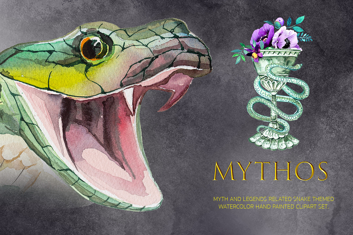 Watercolor Mythos Clipart Set, an Animal Illustration by ArtCreationsDesign (Photo 2 of 9)