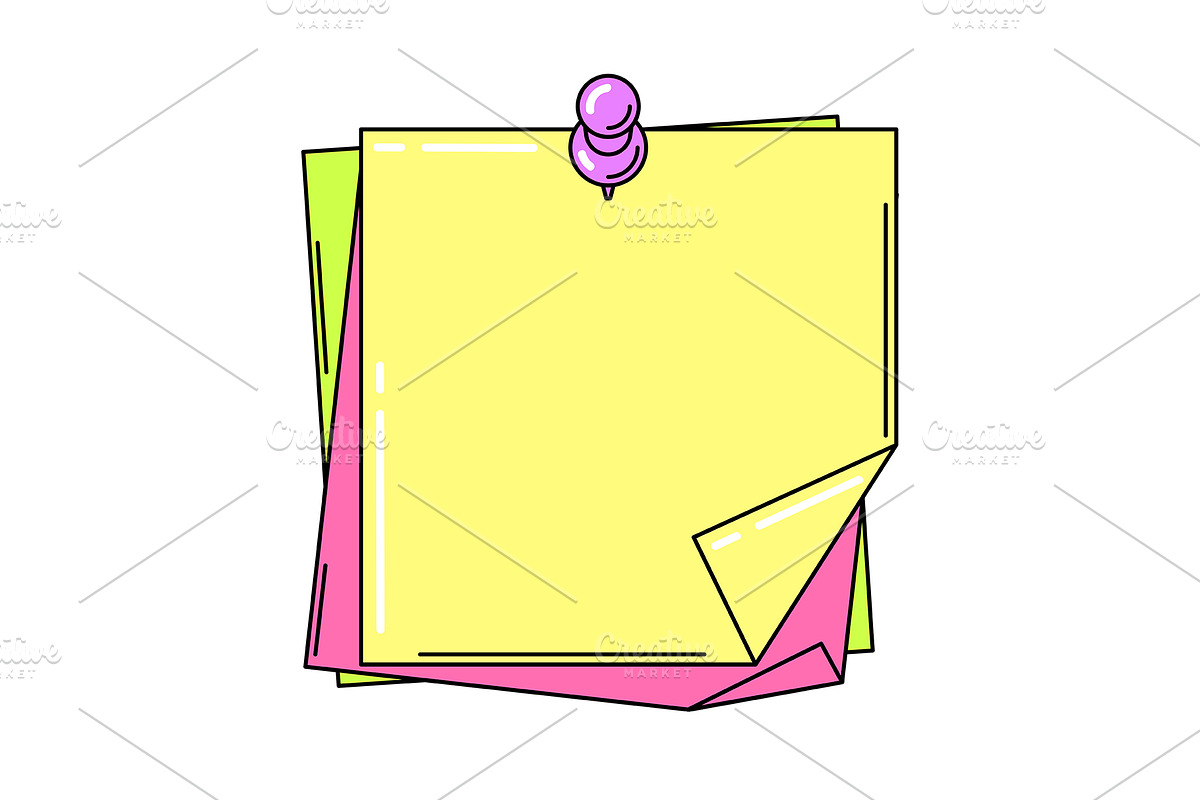 Paper note with pin., an Education Illustration by incomible