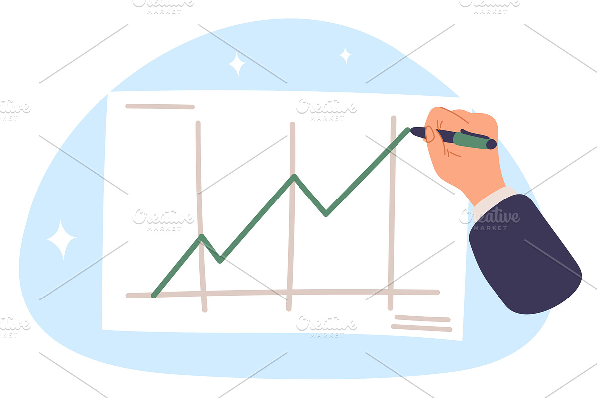 Businessmans hand draws graph of, a Finance Illustration by Vectorbuum