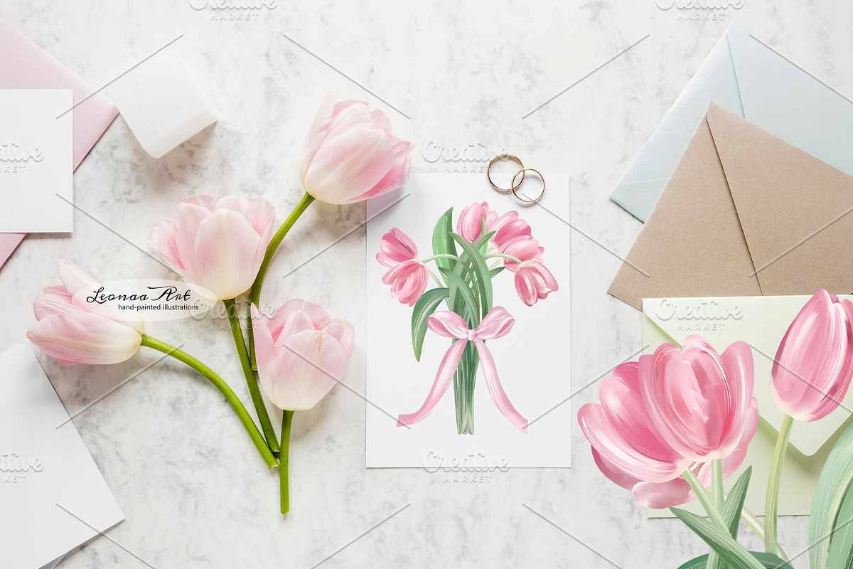 Tulips Clipart Set, a Seasonal Illustration by Leonaa art (Photo 5 of 8)
