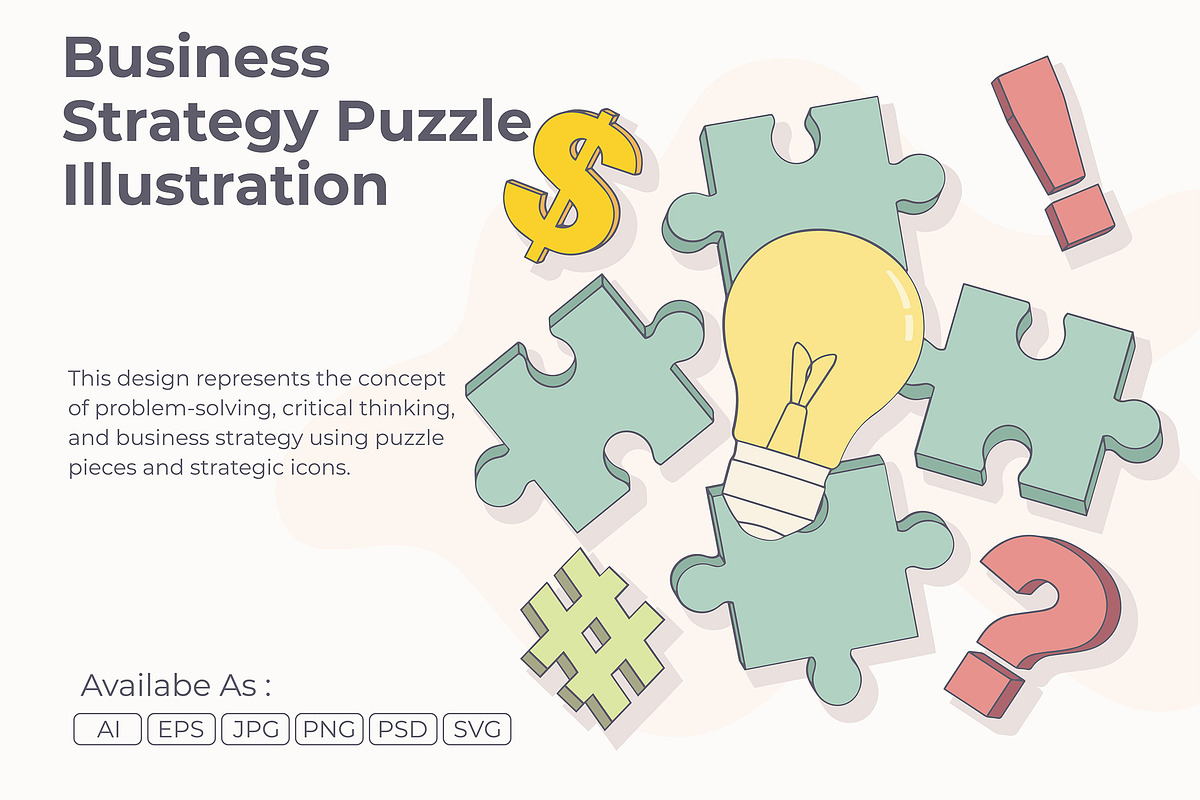 Business Strategy Puzzle Vector, an Object Illustration by Partikusi Design (Photo 1 of 3)