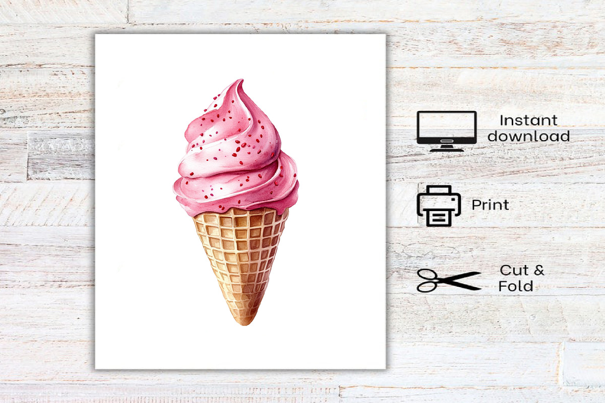Watercolor Ice Cream Shop Clipart, an Illustration by Canvas Craft (Photo 7 of 7)