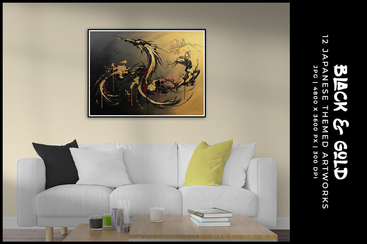 Black and Golden Japanese Artworks, a Decorative Illustration by Digital Art Creations (Photo 5 of 7)