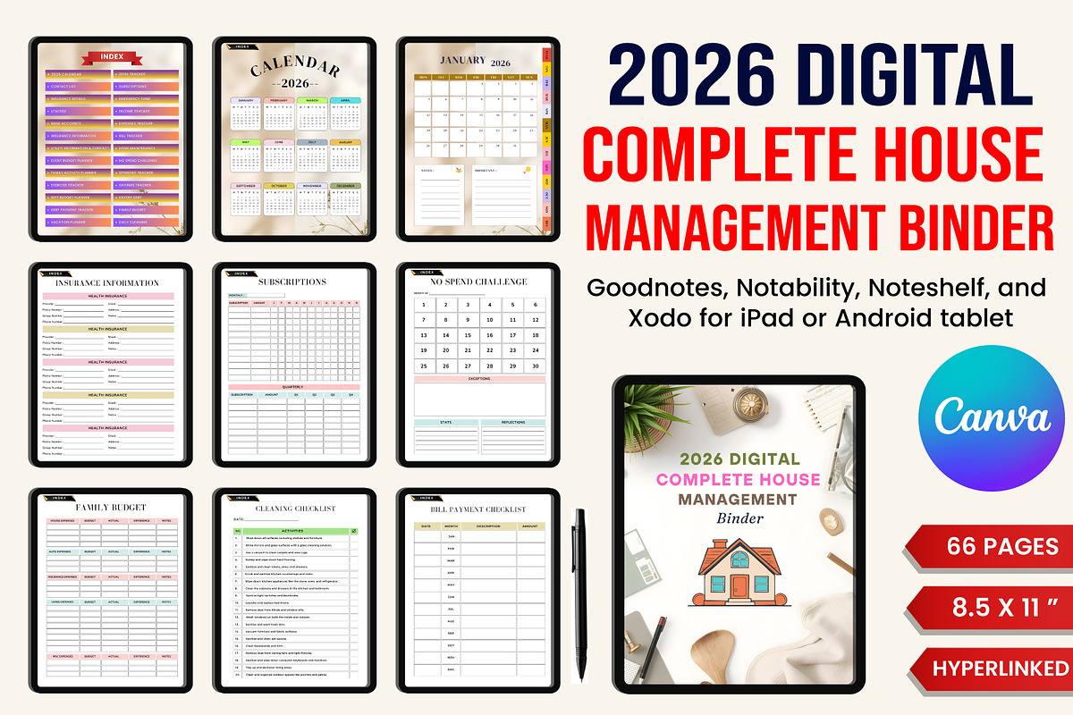 2026 All-in-One Digital Planner Bund, a Stationery Template by Designmela01
