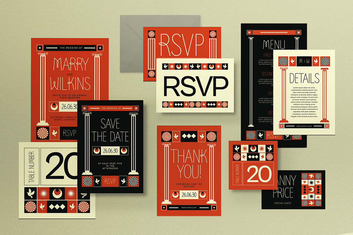 Orange Mystic Wedding Invitation Set, an Invitation Template by graphicook (Photo 1 of 3)