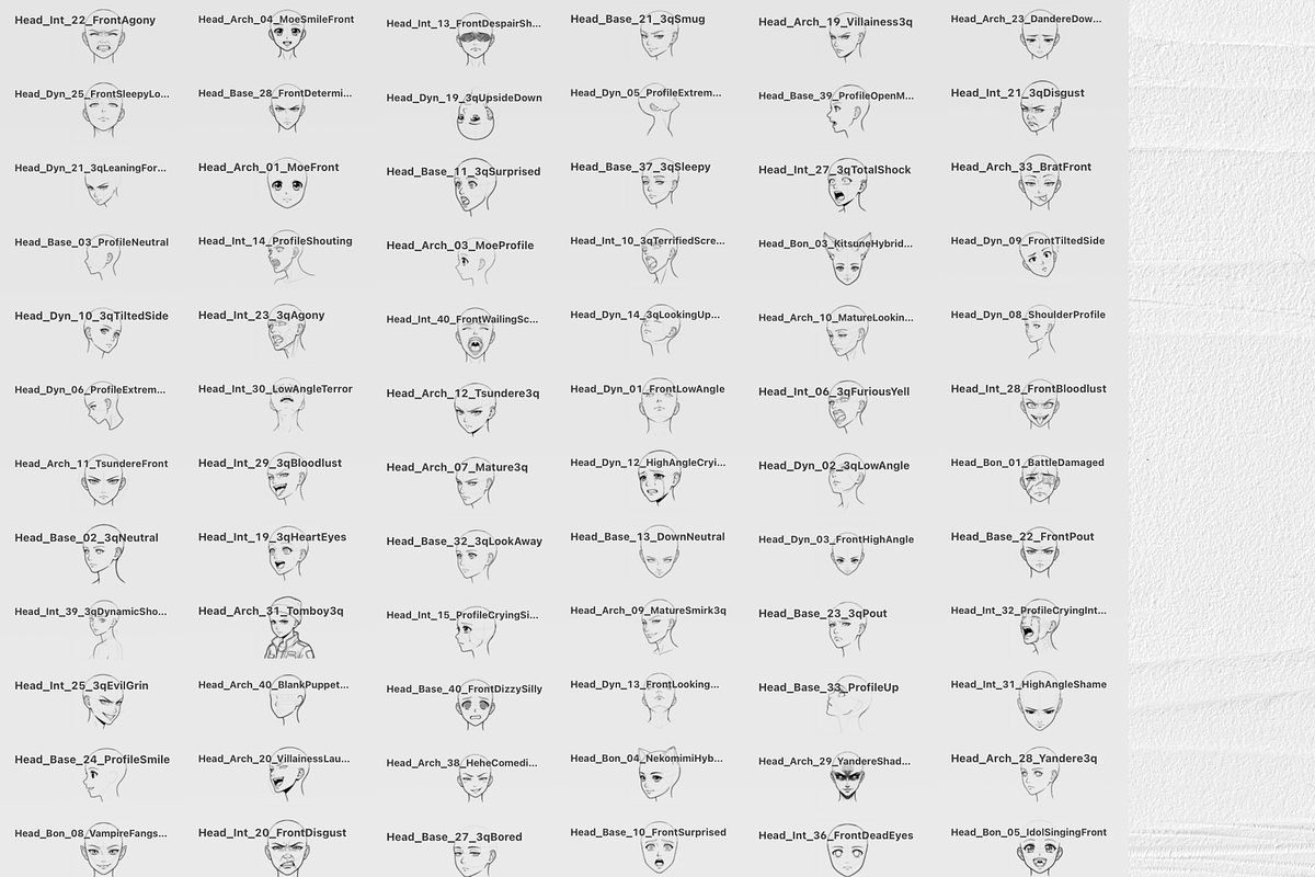 150 Anime Female Head Stamps, a Brush Add-On by Selentaori Studio (Photo 3 of 11)