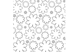 Monochrome floral line art seamless, an Illustration by okskukuruza