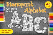 Steampunk Font. Alphabet Coloring, an Education Illustration by Nataliia Toporovska (Thumbnail 2 of 5)