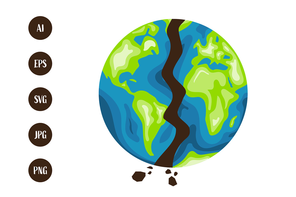 Cracked Earth globe, an Object Illustration by Saba Vector