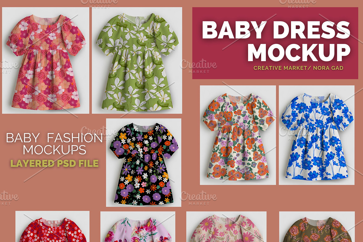 Baby Girl Dress Mockup, a Shirt Mockup by Nora Gad (Photo 1 of 15)
