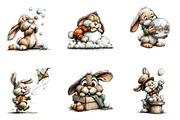 Whimsical Bunny Easter Clipart, an Illustration by CreationArt (Thumbnail 4 of 5)
