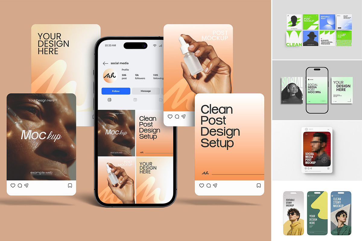 Instagram Post & Story Mockup Bundle, an Advertising Mockup by graphypix (Photo 1 of 13)