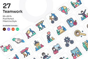 Teamwork Icons Set - Filled Line, an Icon by Kmg Design