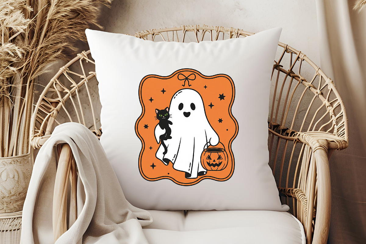 Halloween Ghost Cat Hand-Drawn Frame, an Illustration by Libby Wishes (Photo 2 of 6)