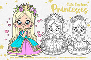 6 cute cartoon longhaired Princesses, an Illustration by Azuzlikus (Thumbnail 1 of 4)