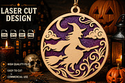 Halloween Flying Witch Laser Cut SVG, an Object Graphic by Layerology (Thumbnail 1 of 3)