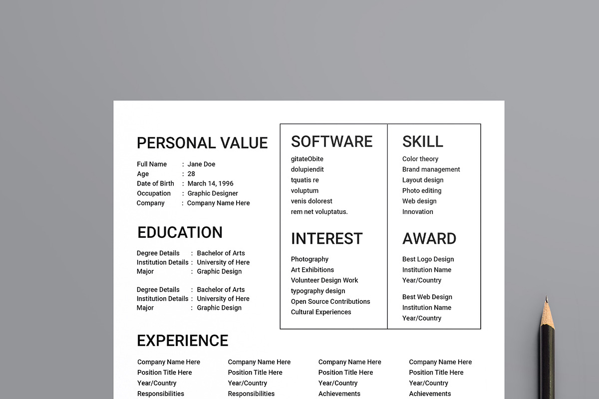 Graphic Designer Resume Template, a Stationery Template by MightyDesign (Photo 2 of 8)