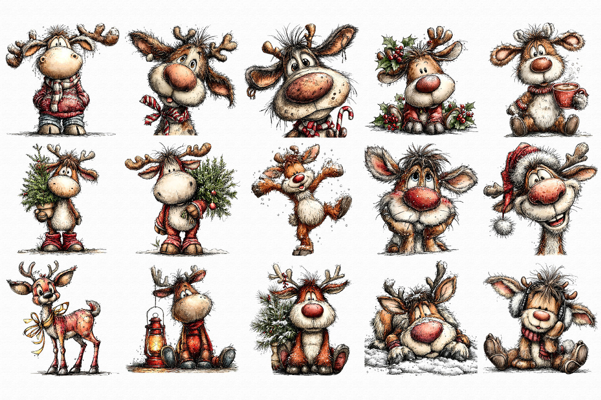 Christmas Winter reindeer Clipart, an Illustration by Libby Wishes (Photo 5 of 7)