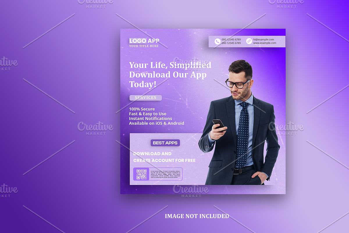 Mobile app promotion poster, a Social Media Template by graphics city