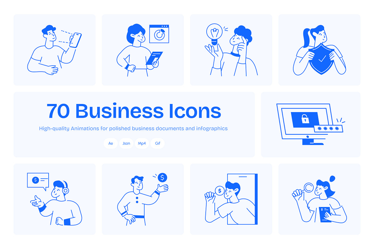 100 Animated Business Icons, an Outline Icon by Vectors Market (Photo 1 of 5)