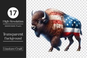 Wild Bison Watercolor Western PNG