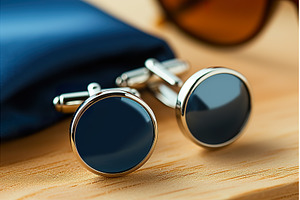 Macro View of round Silver Cufflinks, a Beauty & Fashion Photo by Lermont51