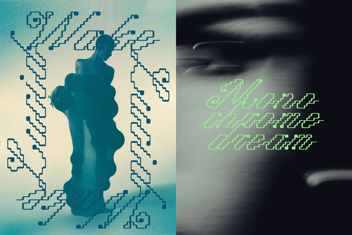 Lucid Drift Pixel Surreal Script, a Script Font by Struvictory.art (Photo 3 of 9)