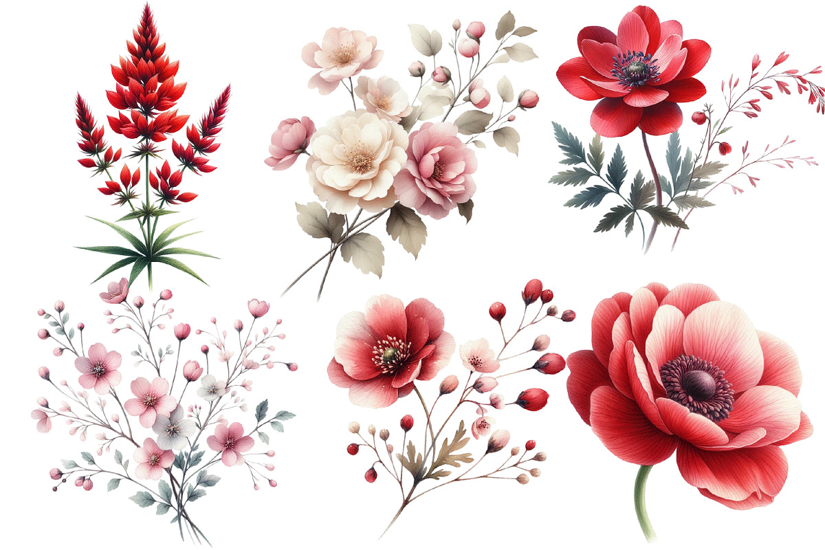 Watercolor Valentines Wildflowers, an Illustration by Designworld (Photo 4 of 5)