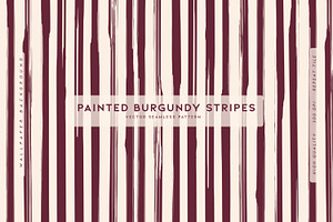 Painted Burgundy Stripes, a Pattern Graphic by MalyskaStudio