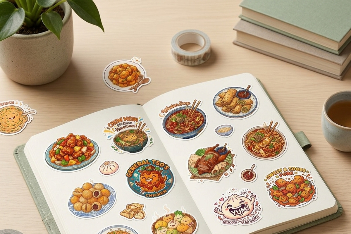 36 Chinese Food Sticker Bundle Vol 1, a Food Illustration by ikarifq shop