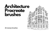 Architecture Procreate stamp brushes, a Brush Add-On by Veronika Gotovceva (Thumbnail 1 of 9)
