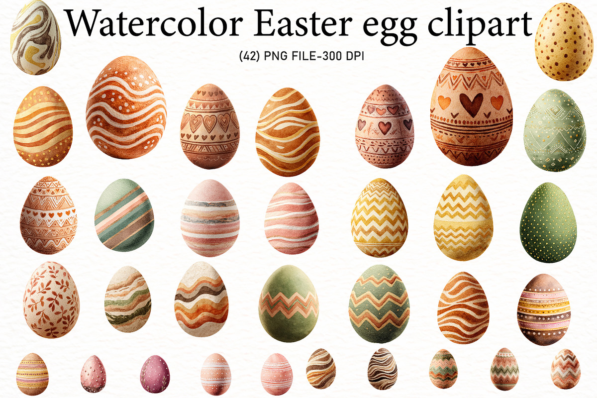 Watercolor Easter egg clipart, an Illustration by Designworld (Photo 1 of 5)