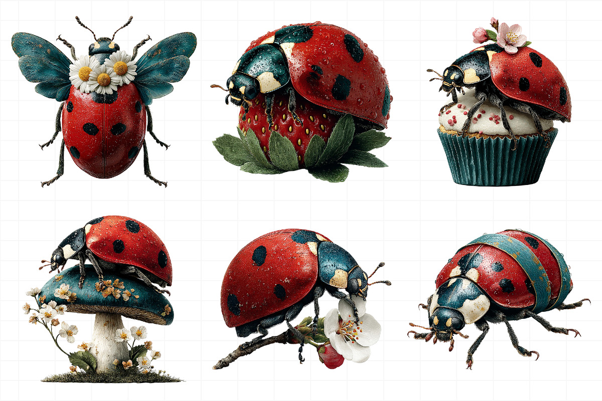 Whimsical Ladybug Spring Set Clipart, an Illustration by Daily.Designs (Photo 6 of 7)