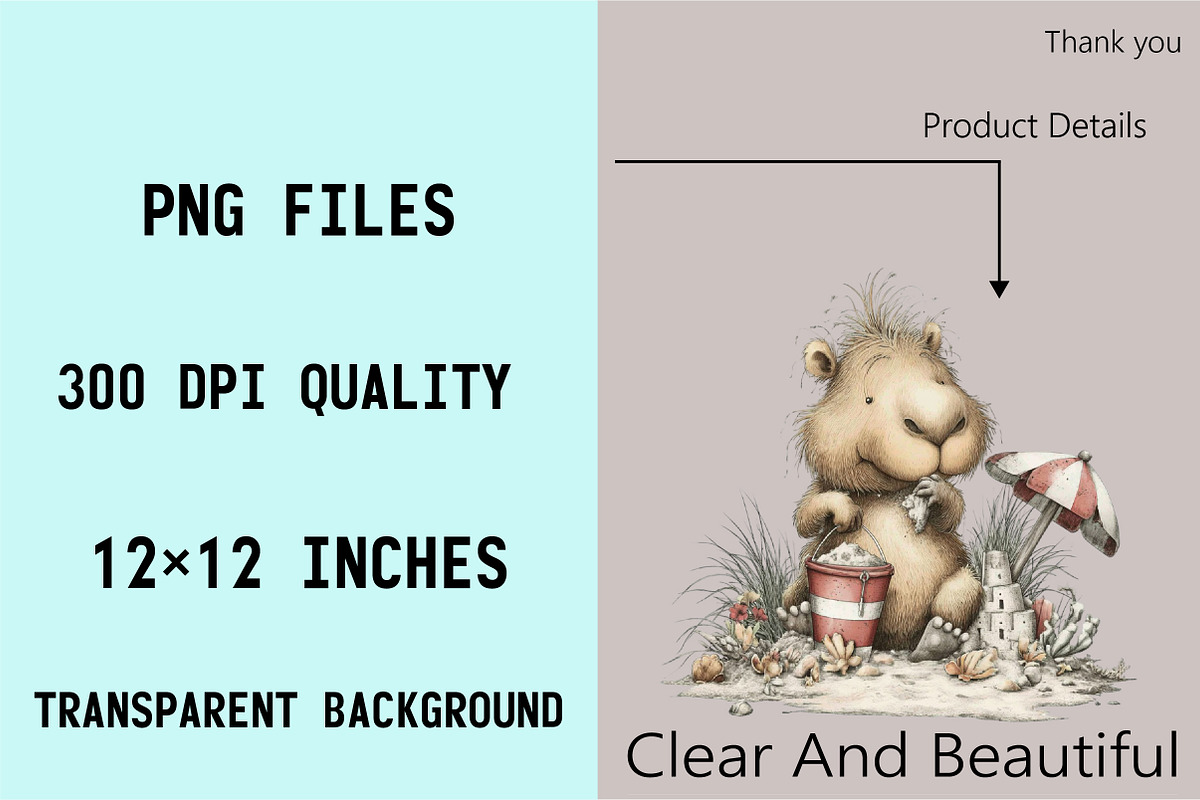 Summer Funny Capybara Clipart Bundle, an Illustration by SVGArt (Photo 7 of 9)