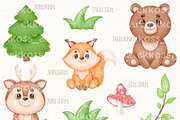 Watercolor Woodland Animals Clipart, an Animal Illustration by ekossa_art (Thumbnail 3 of 6)