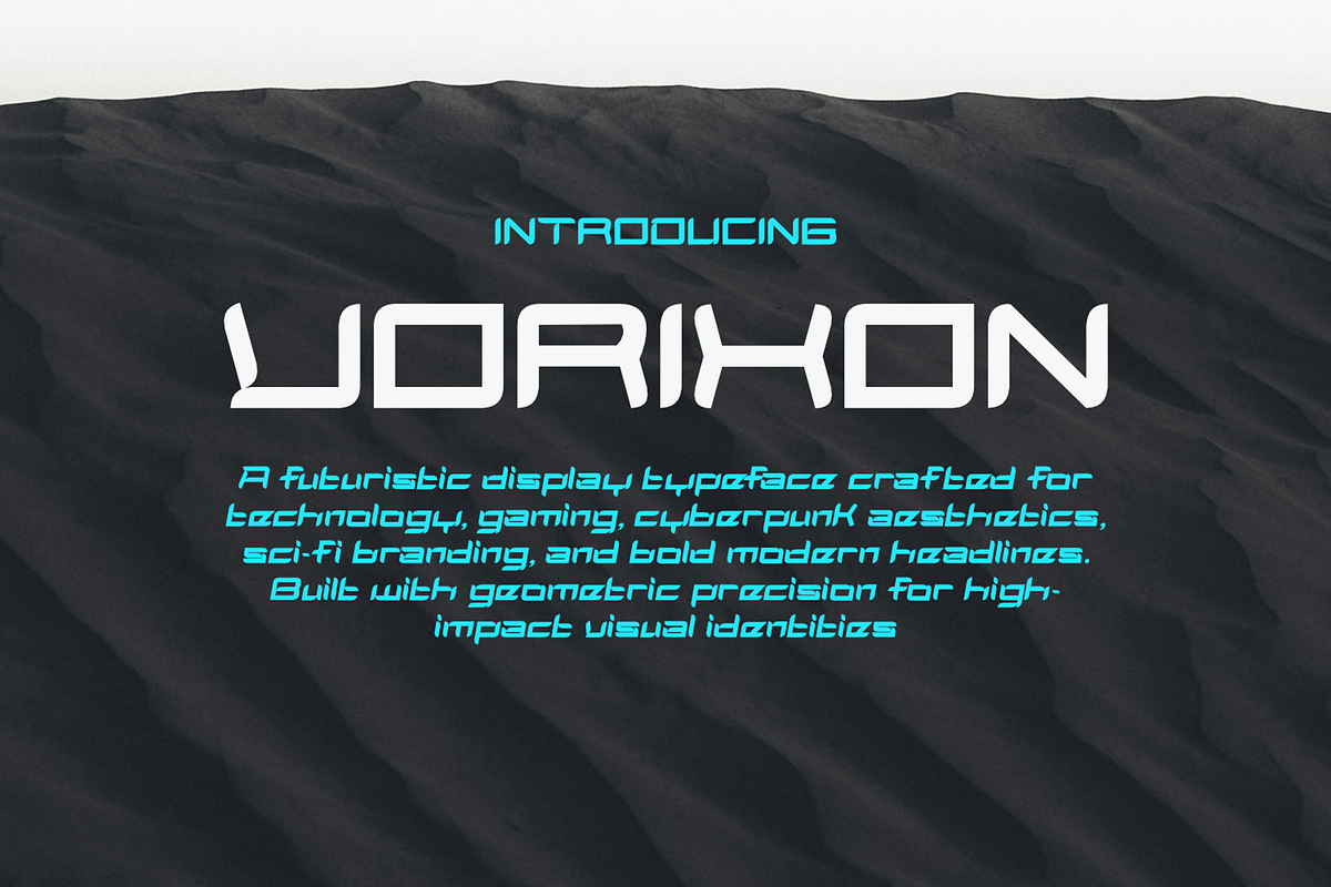 Vorixon Futuristic Display Font, a Sans Serif Font by mesuka (Photo 1 of 5)