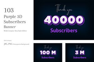 Purple 3D Subscribers Banners Set 6