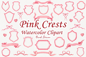 Pink Crests Watercolor Clipart