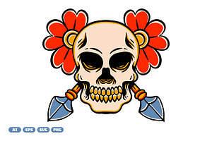 Skull Arrow Vintage Illustration